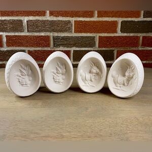 Vintage 1976 - Byron Molds Easter Egg Diorama‎ Ceramic Set of 4 Bunnies/Babies